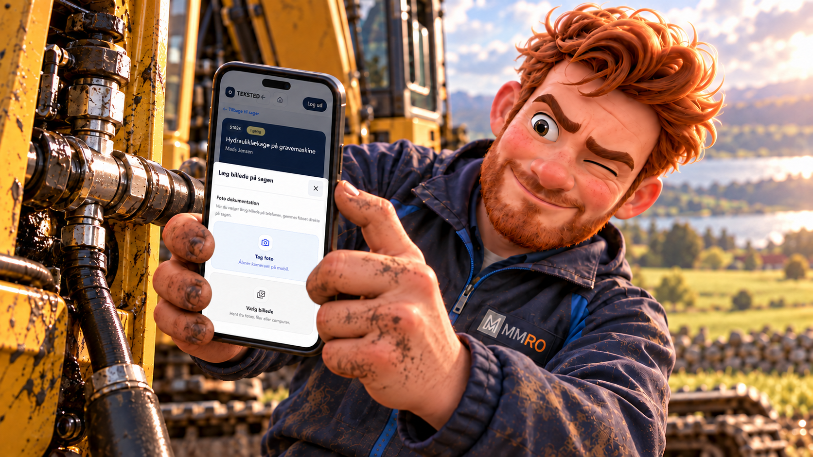 Tekniker dokumenterer en reparation direkte på arbejdsordren